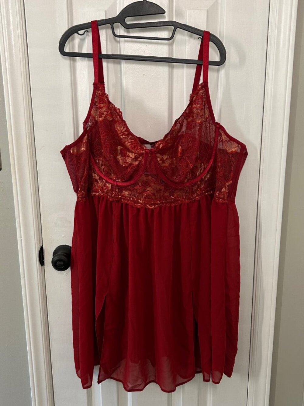NWT Torrid Curve Plus Size 5X Red/Gold Lace Sheer Lingerie - Picture 2 of 5